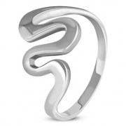 Plain Silver Wavy Style Womens Ring, rp274